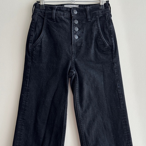 Everlane The Wide Leg Button-Fly Jeans, Black, Size 24 Regular - Picture 2 of 16